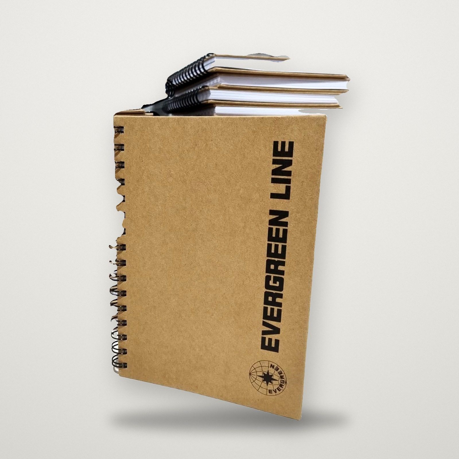 Cuaderno anillado de tapa kraft impresa en negro