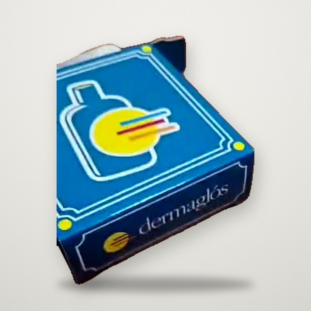 Caja cuadrada impresa para un juego de cartas redondas de Dermaglós